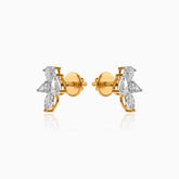 Gold and diamond butterfly stud earrings with screw-back closure